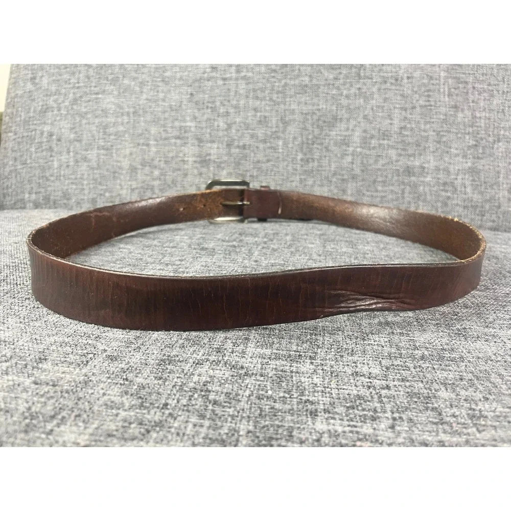 Levis Mens Brown Genuine Leather Belt Size 38 Distressed Vintage Western